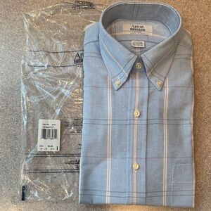 Arrow Brigade Men’s Light Blue Plaid Button-Down Shirt